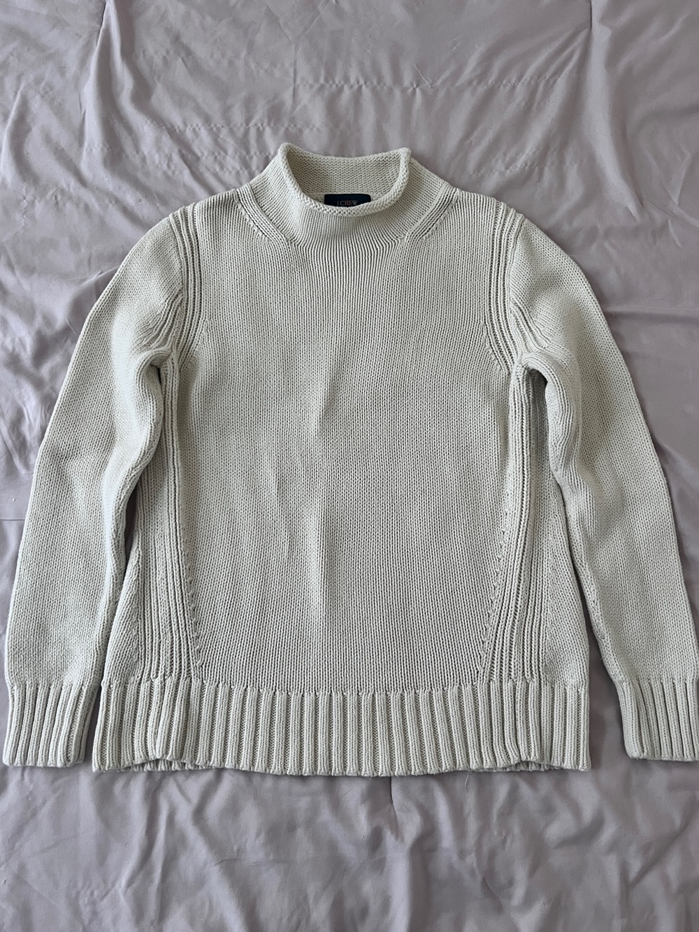 Vintage 1900s J. Crew “Oarsman” Mock Neck Sweater Cream Ribbed Cotton M